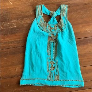 Beaded silk knot back top